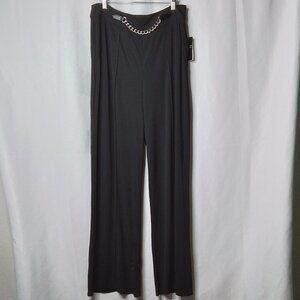 NWT LAUREN RALPH LAUREN SILVER CHAIN-TRIM WIDE-LEG PANT SIZE 14